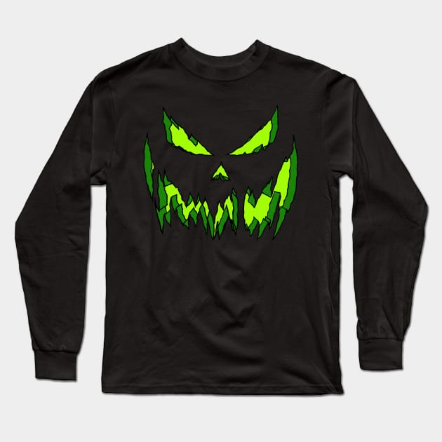 Green Jack-o'-lantern Long Sleeve T-Shirt by SEISCARAS